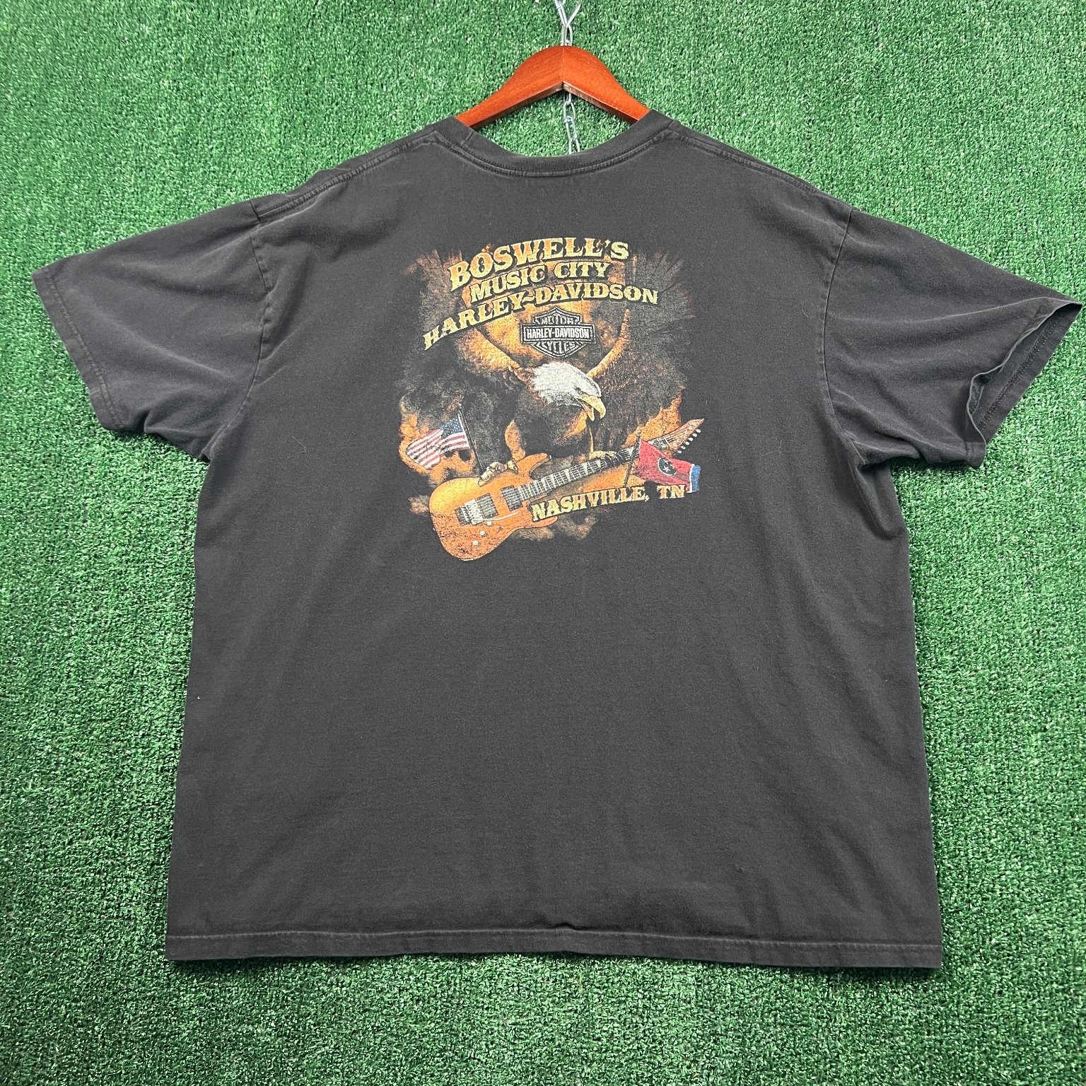 Harley-Davidson T-Shirt Mens 2XL Black Boswells Nashville Eagle Guitar Graphic gallery