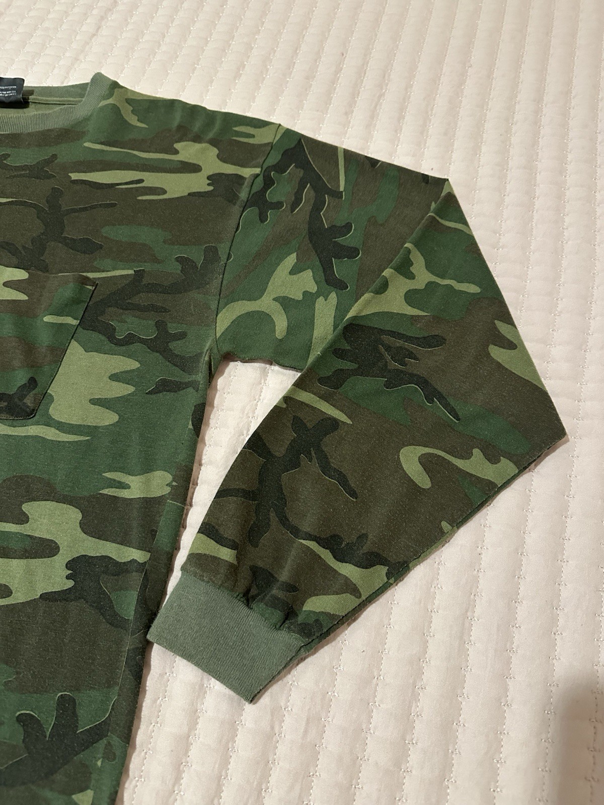 Vtg Ace Sportswear Shirt Woodland Camo Pocket Single Stitch USA Made 90s Large gallery