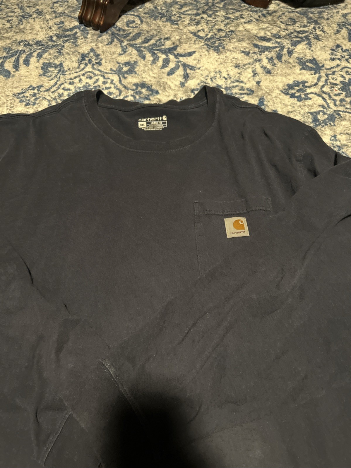 Carhartt Loose Fit Long Sleeve T-Shirt Navy Blue Heavy Duty Mens Size 3XL gallery