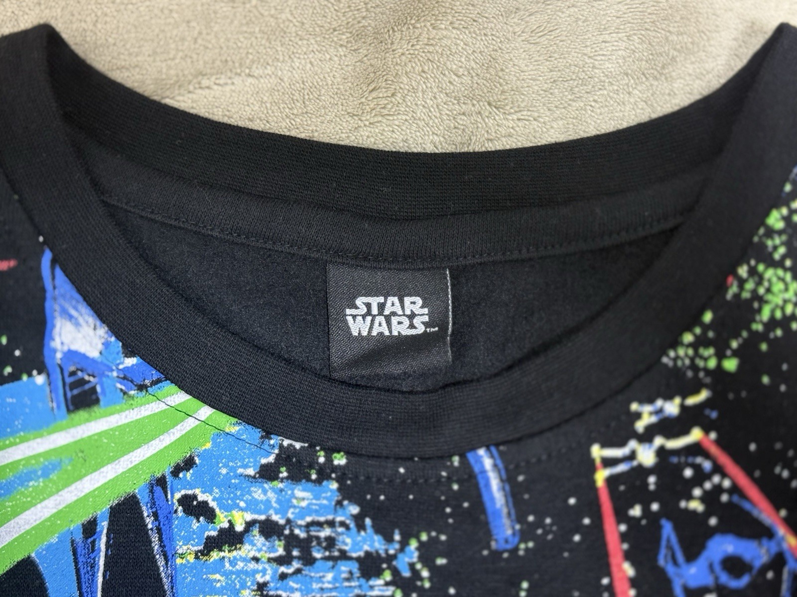 Lucas Film Star Wars Death Star Attack Sweatshirt XXL Paint Splatter Darth Luke gallery
