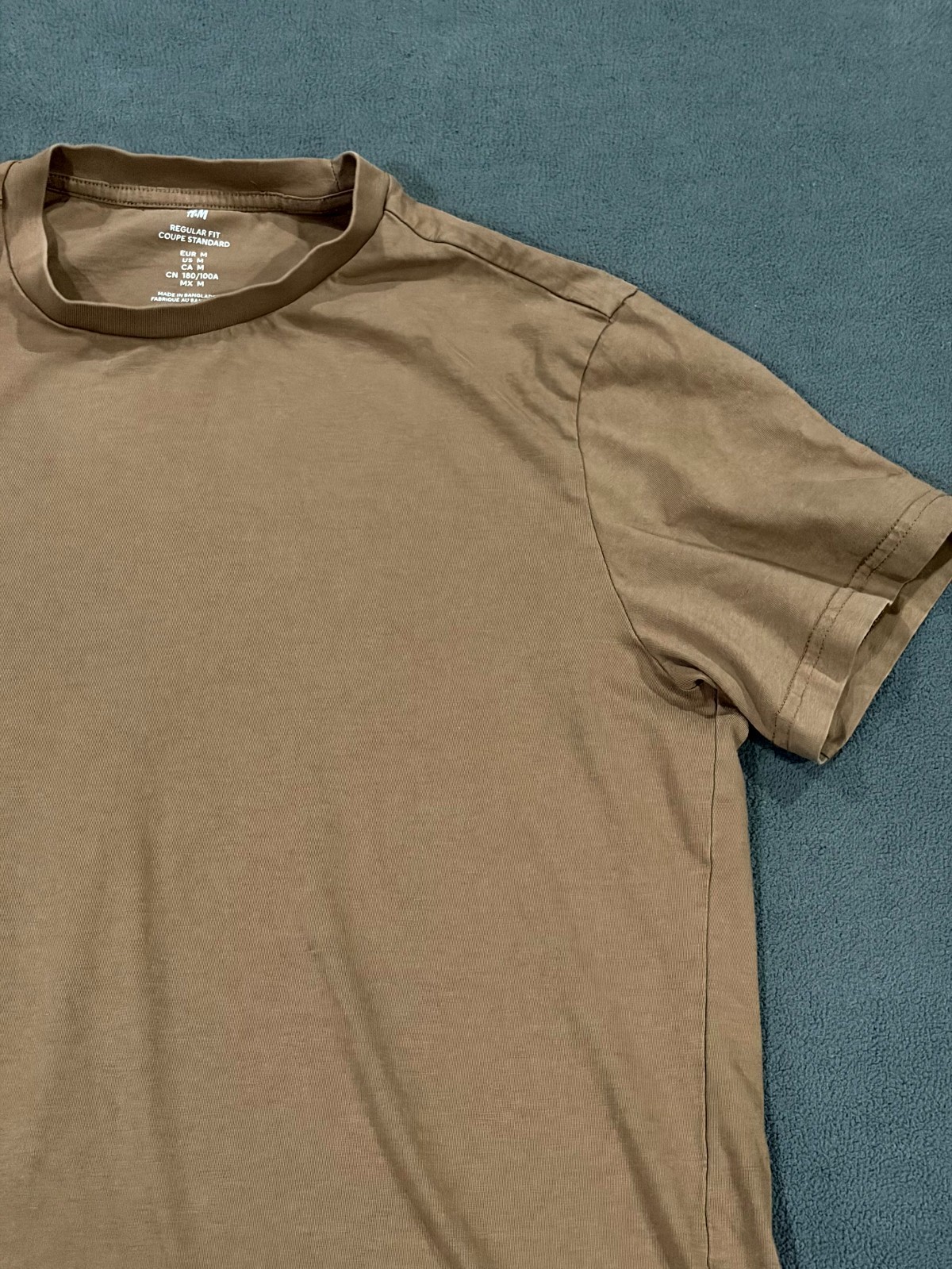 H&M T Shirt Mens Medium Brown Cotton Short Sleeve Regular Fit Crew Neck Casual gallery