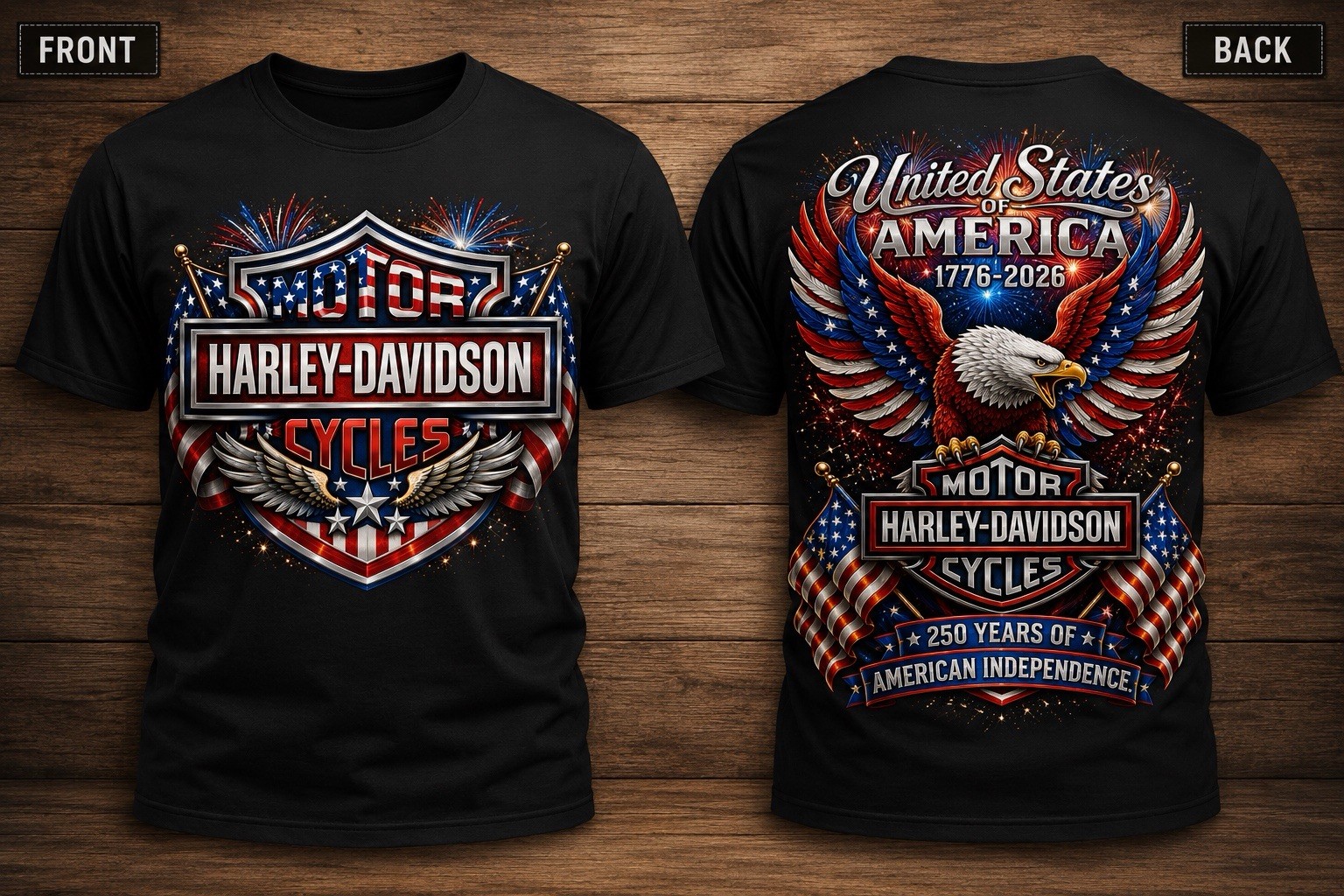 Harley-Davidson America 250th Anniversary Shirt 1776-2026 Independence Day Tee gallery