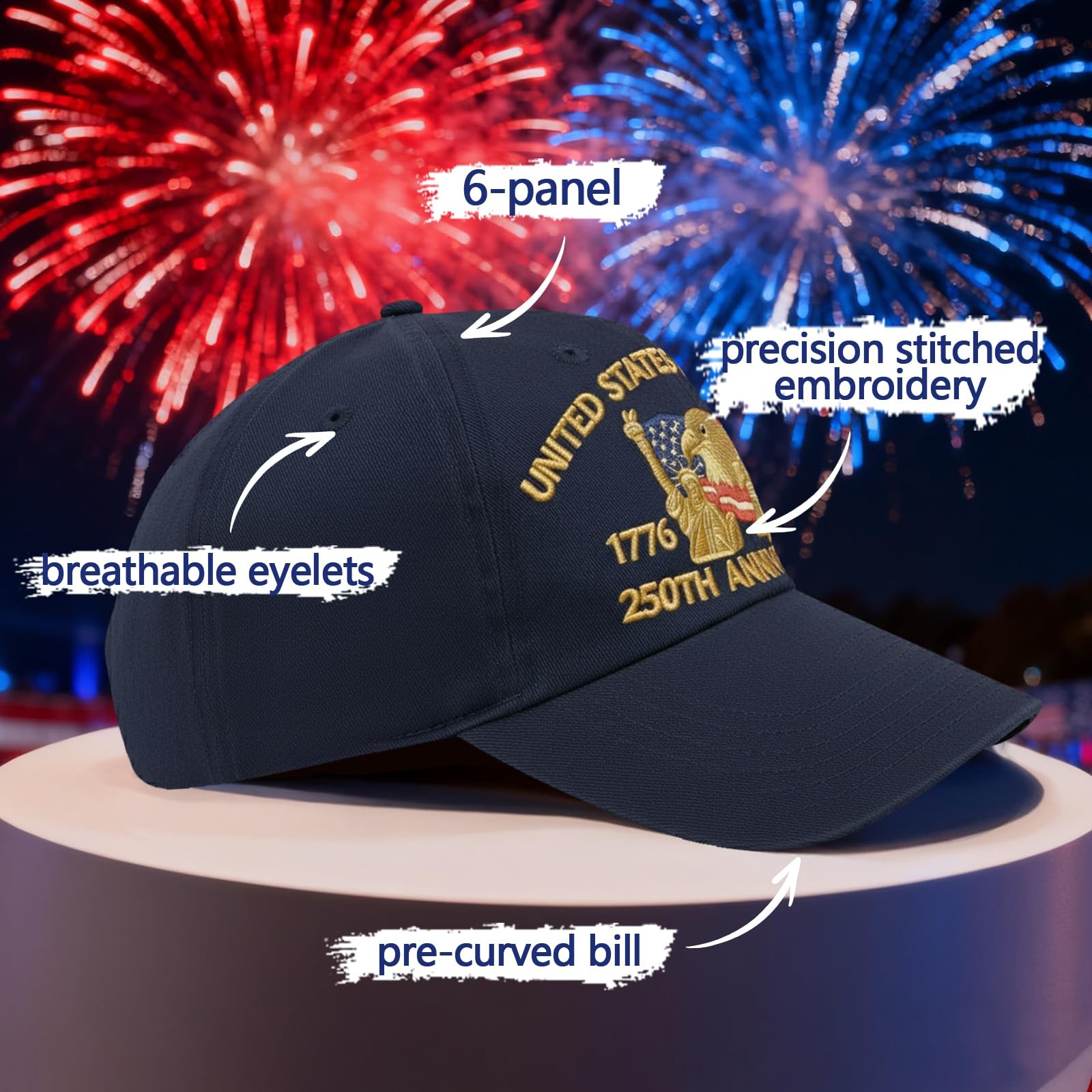 Embroidered United States 250th Anniversary Hat - 250 Years Anniversary USA T... gallery