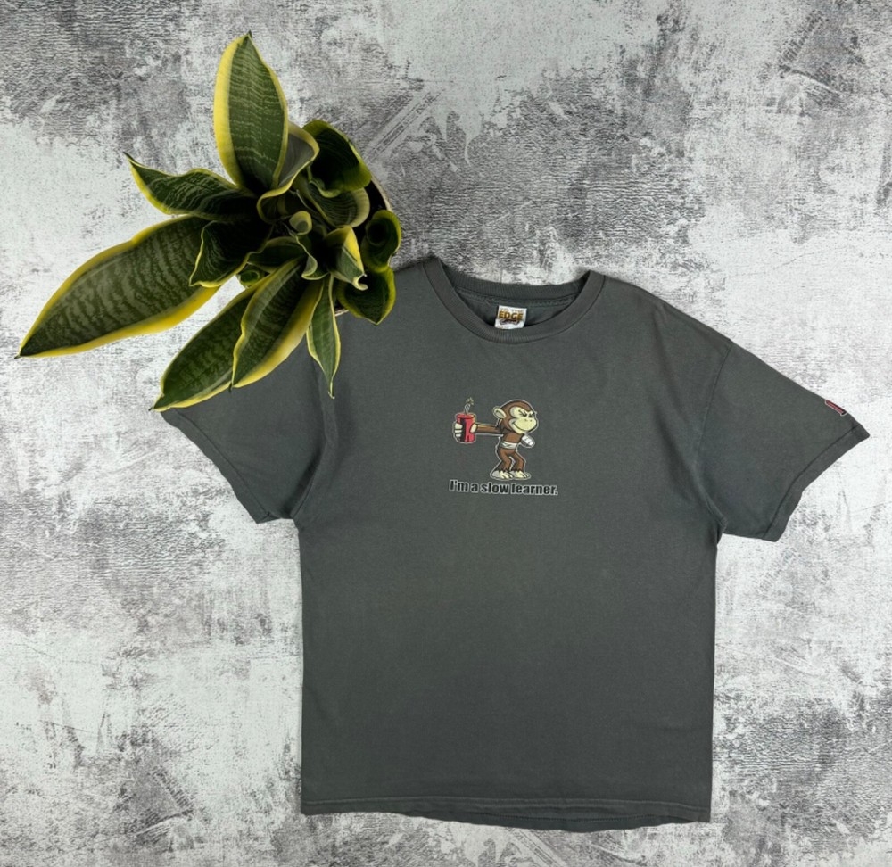 Vintage Humor Monkey I’M Slow Learner Dynamite Joke Y2K Streetwear T Shirt Tee