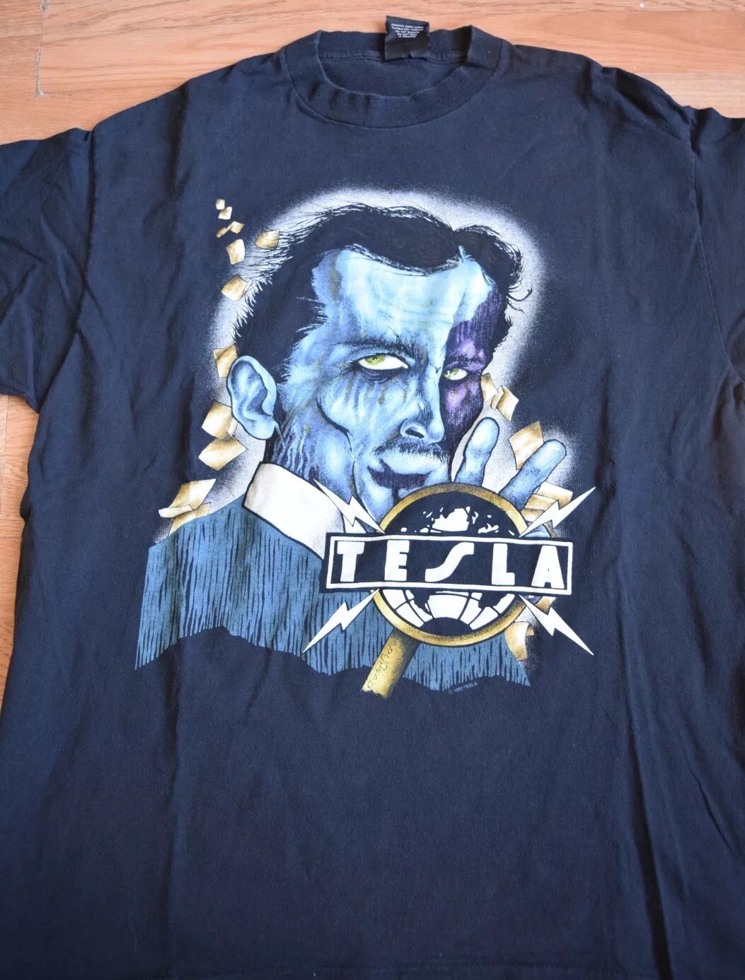 Vintage 1992 Tesla Psychotic Supper Pushead Tour Shirt Tee XL 90s Giant Tee Jays gallery