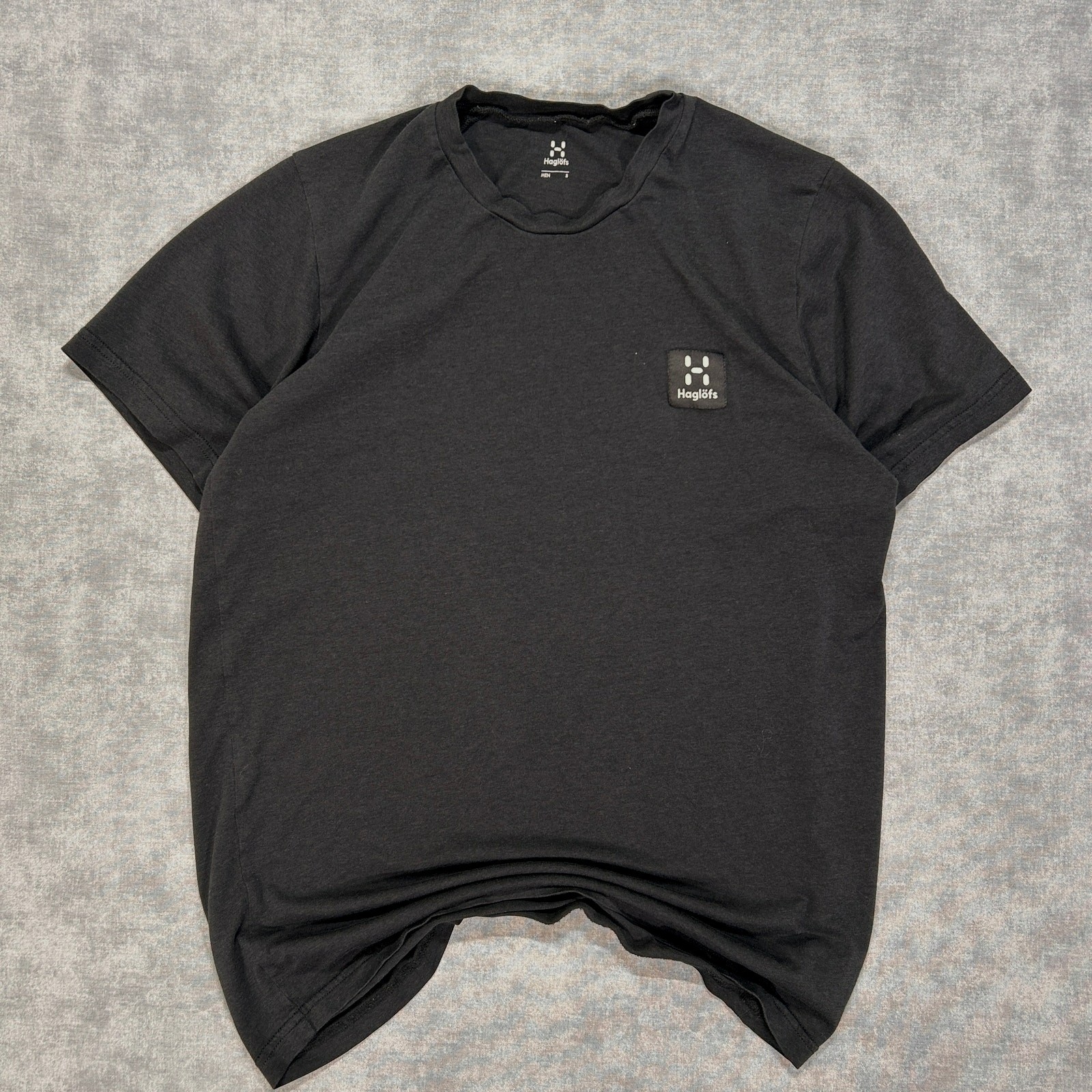 Haglofs black minimalist outdoors hiking lifestyle tshirt mens Small