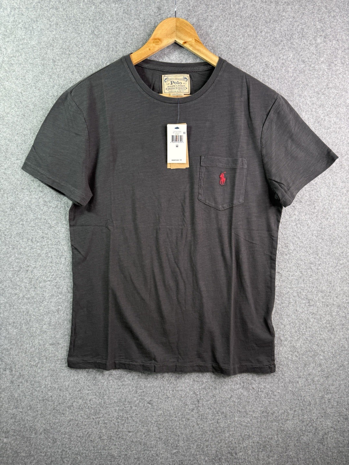 Polo Ralph Lauren Authentic Denim Goods Black Slim Fit Pocket T Shirt Medium gallery