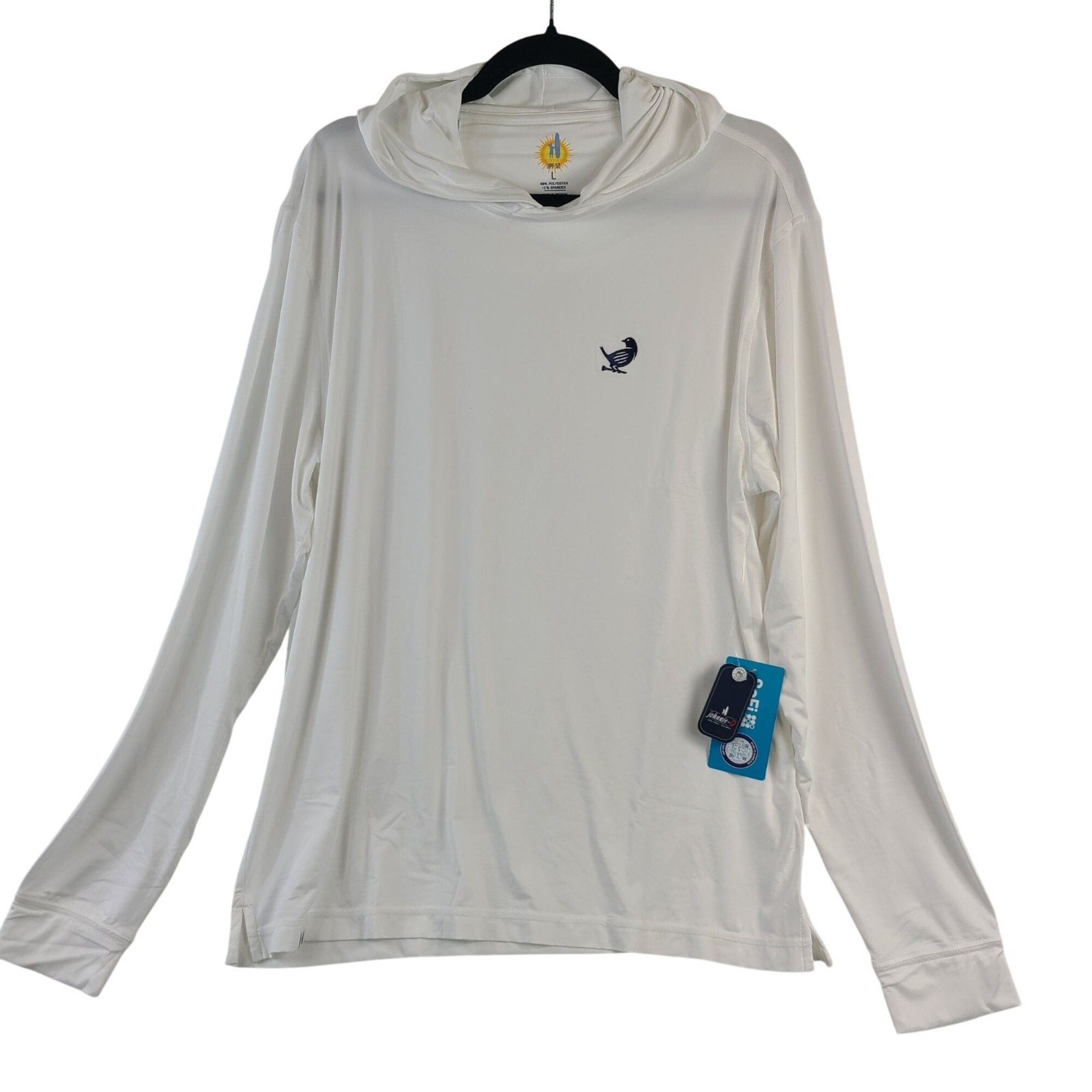 NEW Johnnie-O UPF 50 White Hooded Long Sleeve Shirt Size L gallery