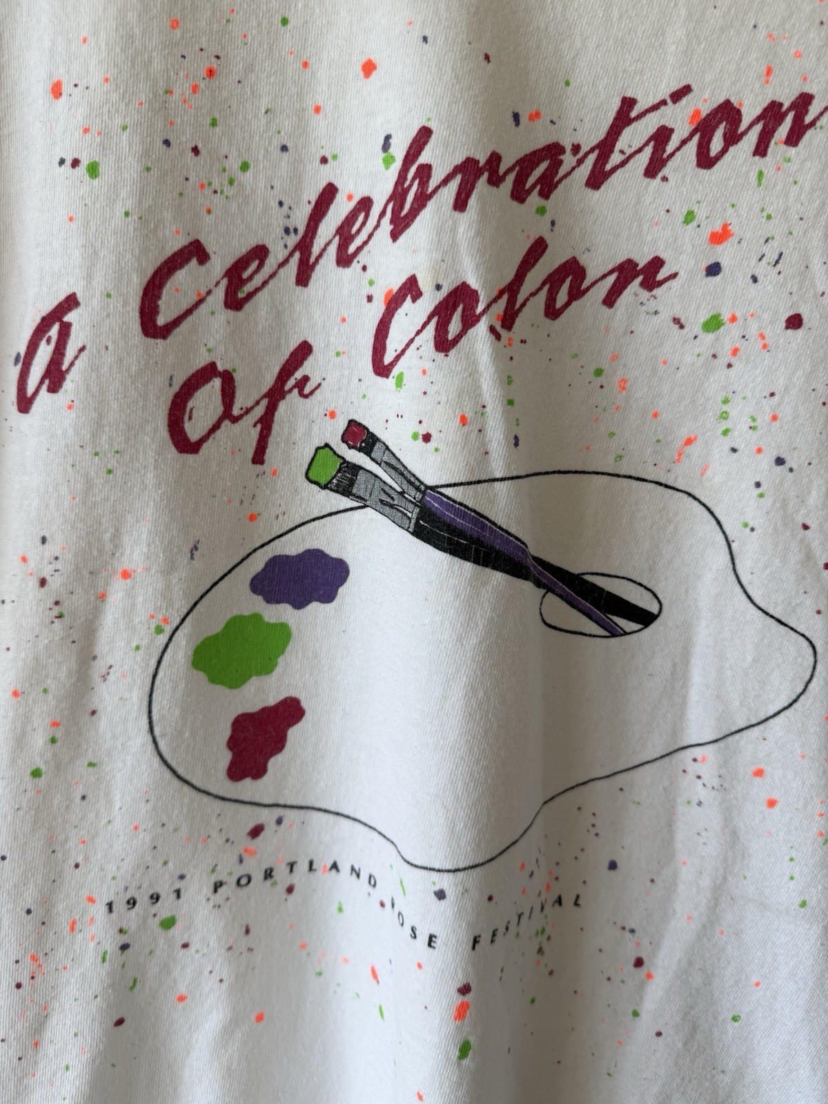 VINTAGE 1991 Portland Rose Festival A Celebration Of Color Graphic Art T-Shirt gallery