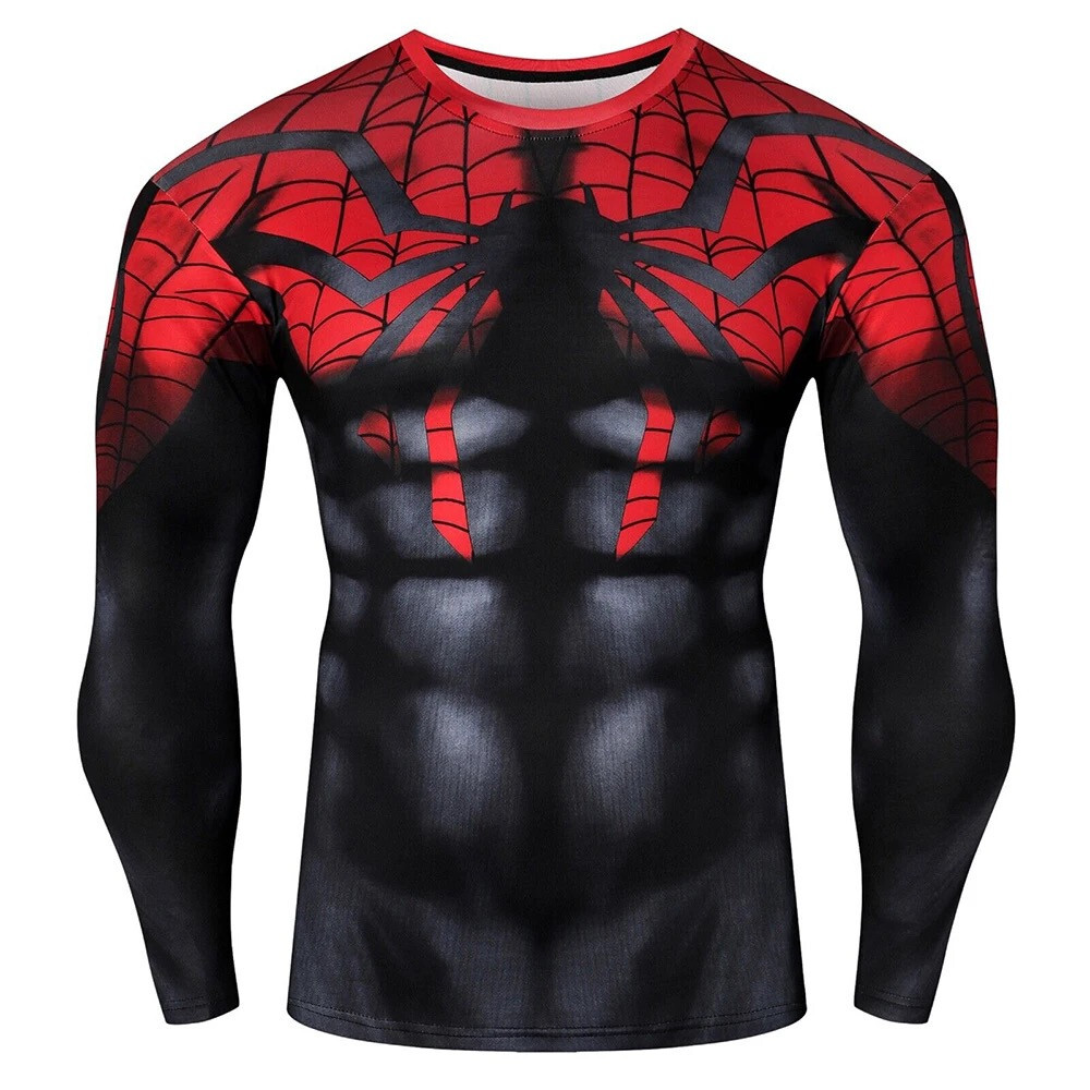 Men's T-shirts Spider Superhero Compression Tights Long Sleeve Tops Tee Gym gallery