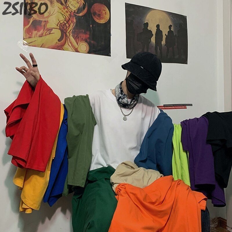 Pure Color Tees Tops Fashion Casual Cotton Short Sleeve Men's O-Neck Streetwear gallery
