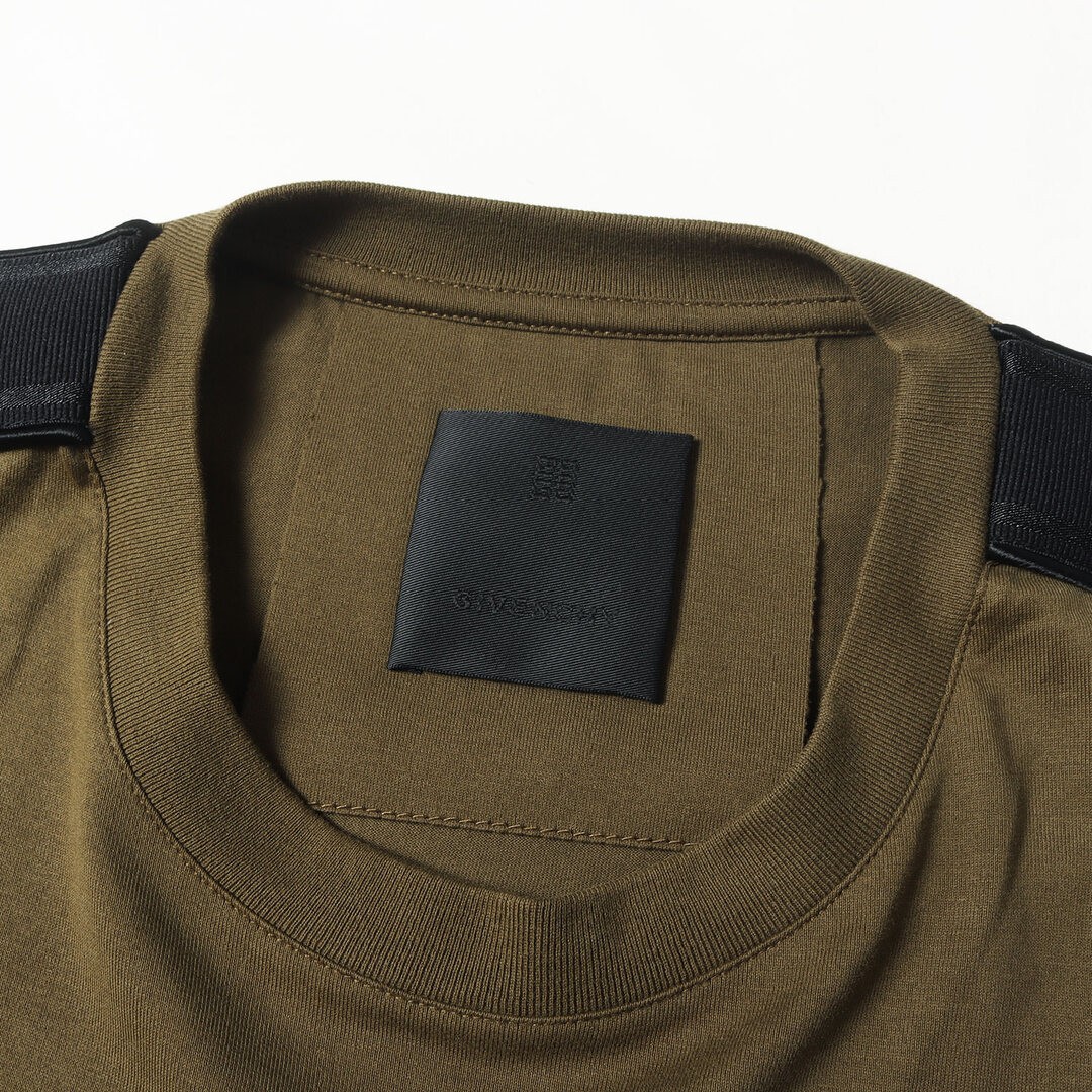 GIVENCHY T-Shirt Size: L 21AW Logo Tape Design Slim Fit Khaki Top Used BEEG-0 gallery