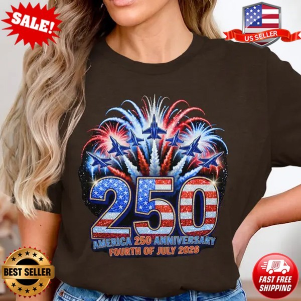 America 250th Anniversary 2026 4th of July Patriotic Fighter Jet T-Shirt, S-5XL gallery