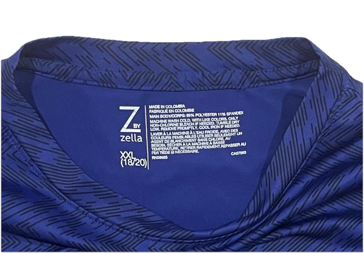 Z By Zella Boys XXL Or Men’s M Performance T-shirt Top Blue Black Short Sleeve gallery