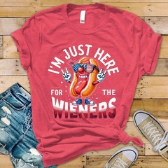 Just Here for the Weiners Graphic Tee, Funny Hot Dog Retro T-shirt