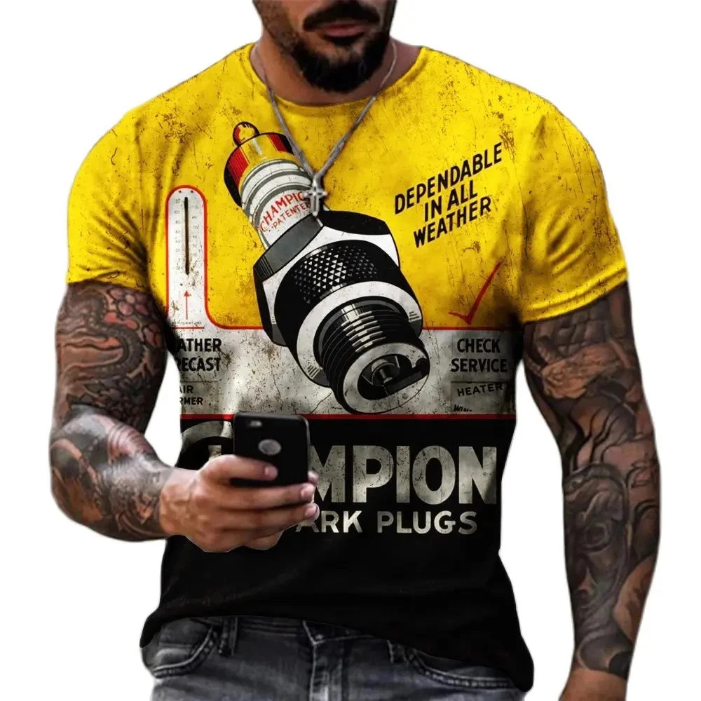 2025 Men's T-shirts 3d Retro Printed Short Sleeve Tops Vintage Oil T Shirt gallery