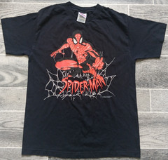 Y2K Spiderman AAA Mens Medium Black T Shirt 2002 Marvel Characters Vintage