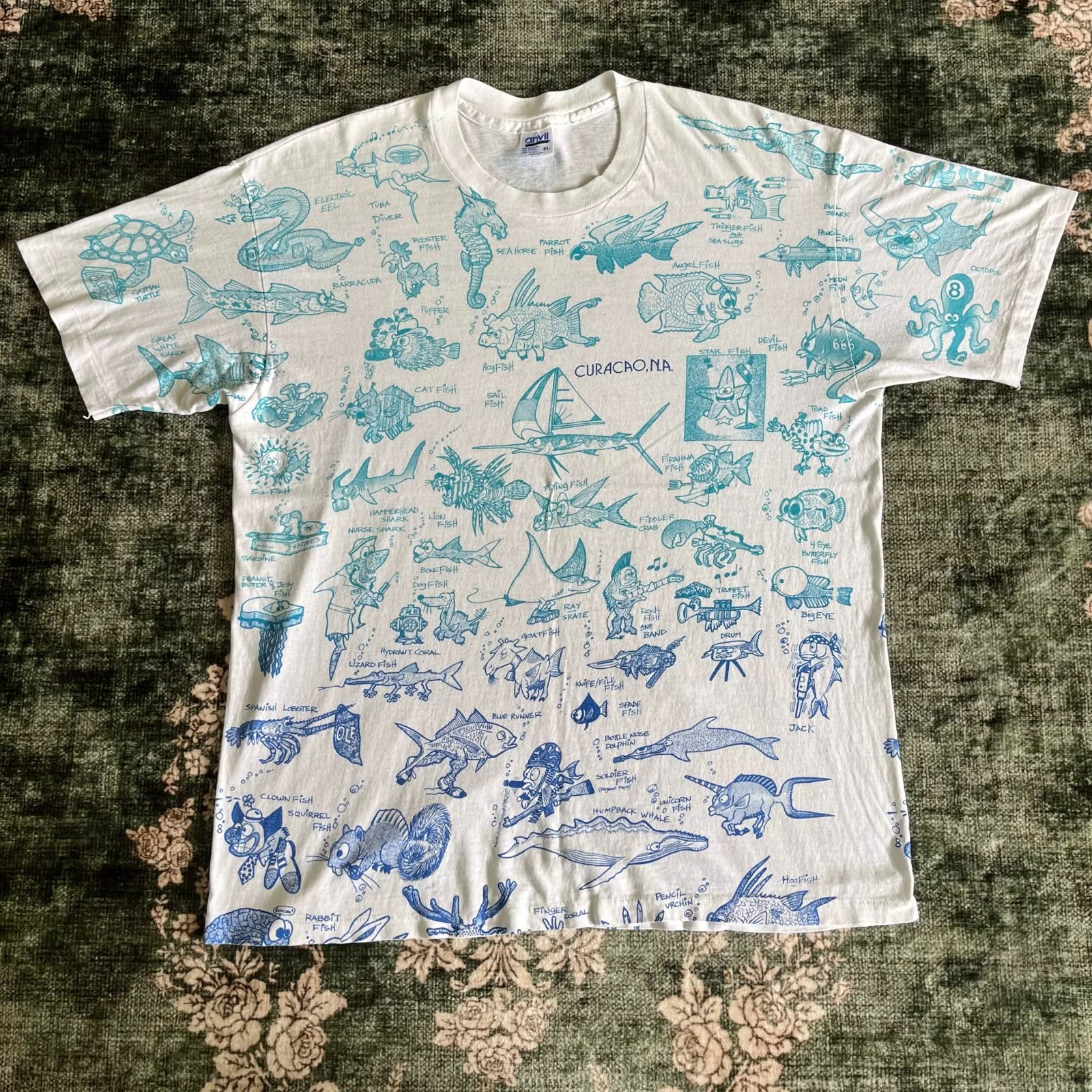 Vintage Curacao Funny Fish AOP 90s Shirt gallery