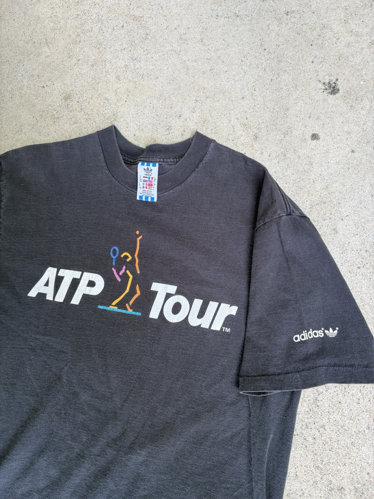 Vintage Adidas ATP Tennis Black Single Stitch Made In USA Shirt gallery