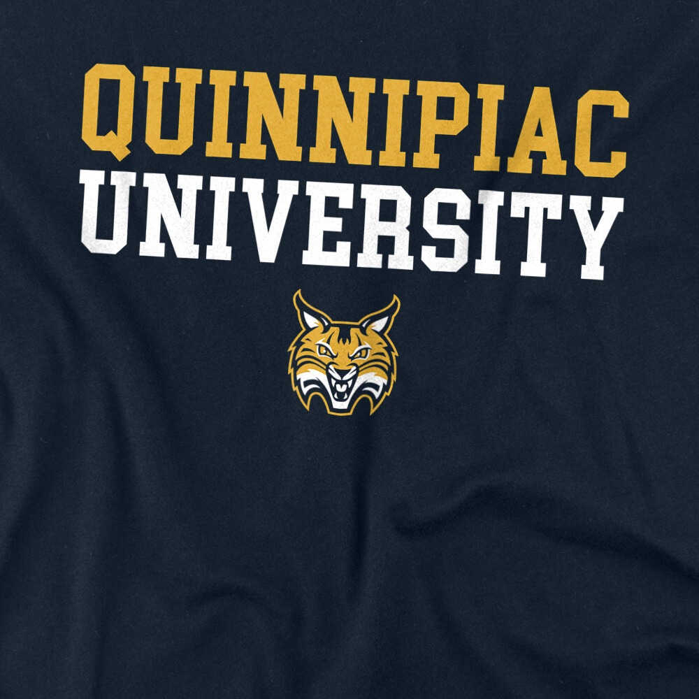 Quinnipiac University Adult T-Shirt Stacked, Navy, S-5XL gallery