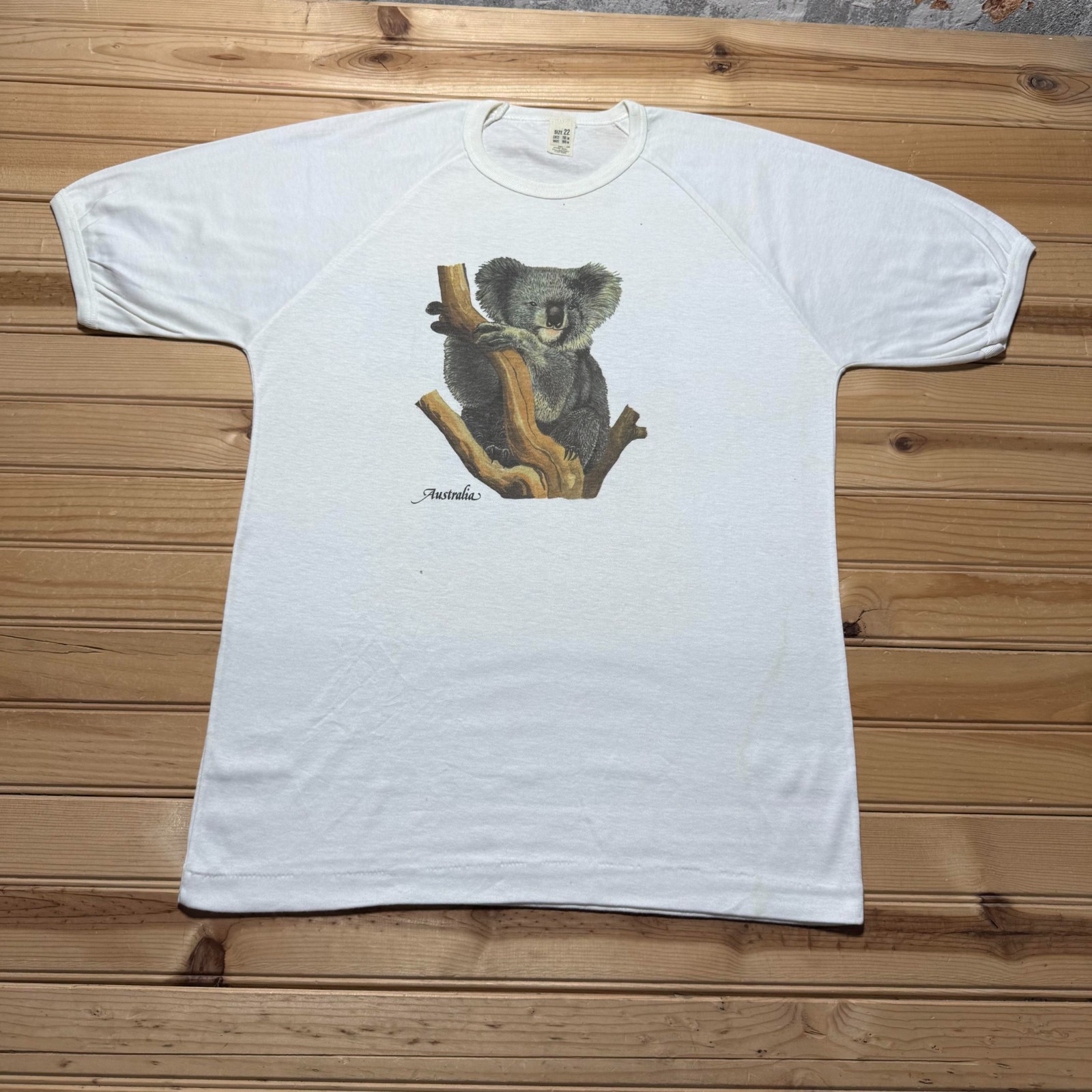 Vintage 80s Australia Koala Wildlife Raglan Souvenir T-Shirt – Size 22/Medium