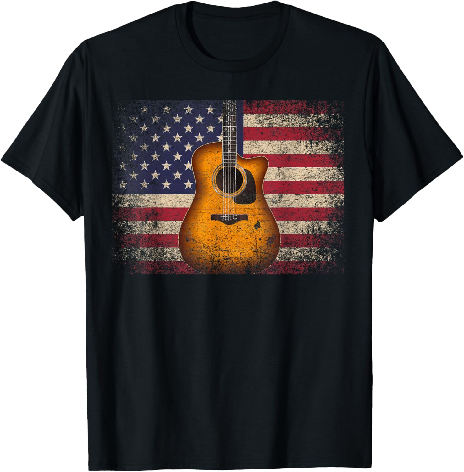 Guitar 4th of July Gift American Flag USA - Country Music T-Shirt Small T Shirt gallery