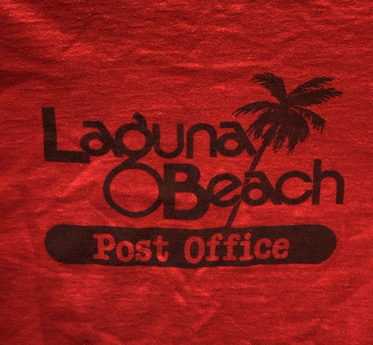 Vintage Laguna Beach USPS Post Office Employee T Shirt Red Size M Hanes Beefy-T