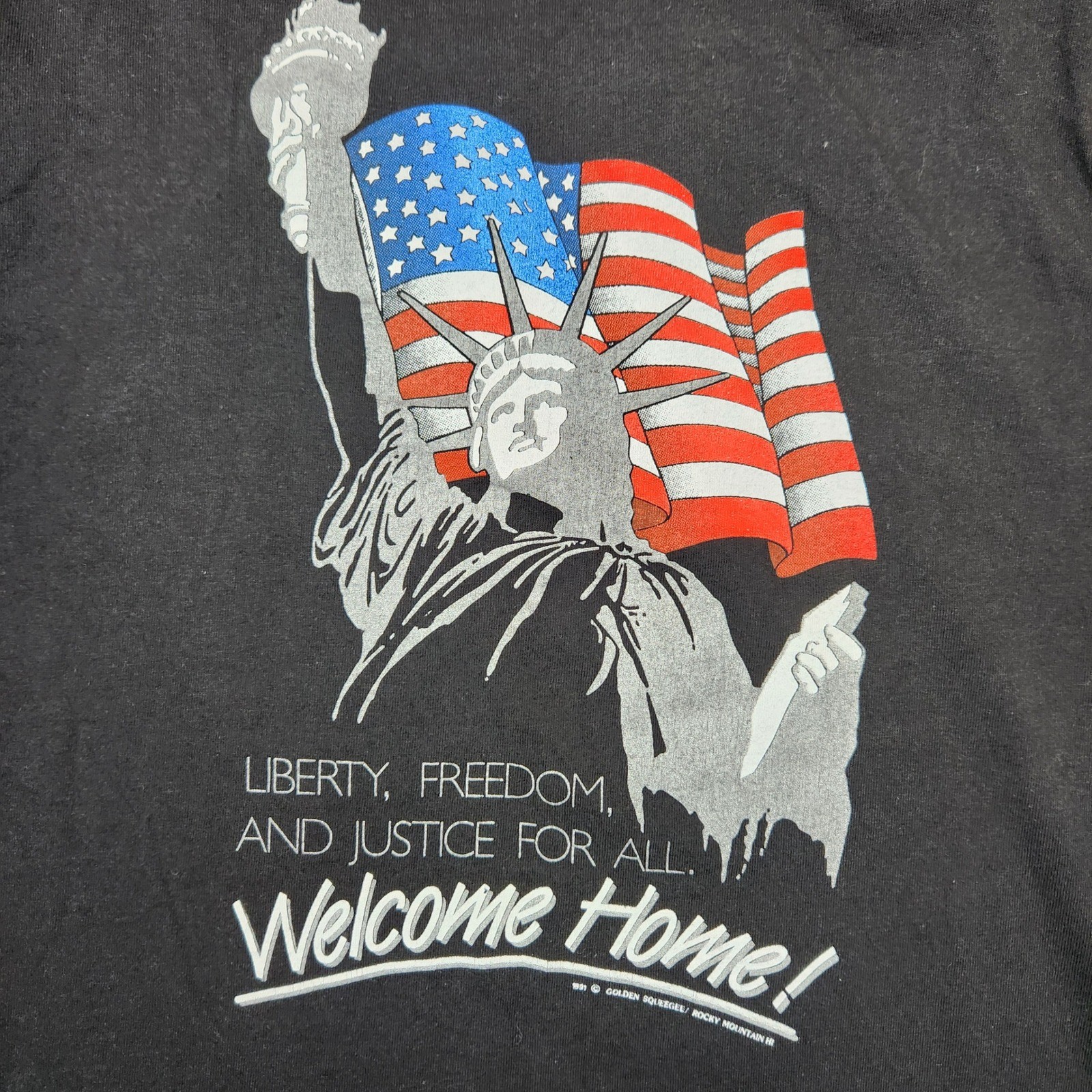 Vintage 1991 Welcome Home Statue of Liberty Graphic T Shirt Large Single Stitch gallery