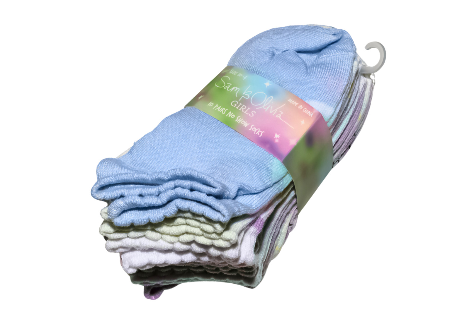 Sam & Olivia Girls No Show Socks 10 Pairs Multicolor Size 10-4 Youth