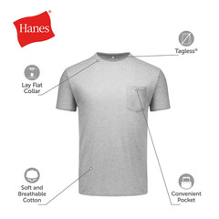 Hanes Men’s Cotton Medium, Grey Heather, Black, White, Navy, Blue Heather