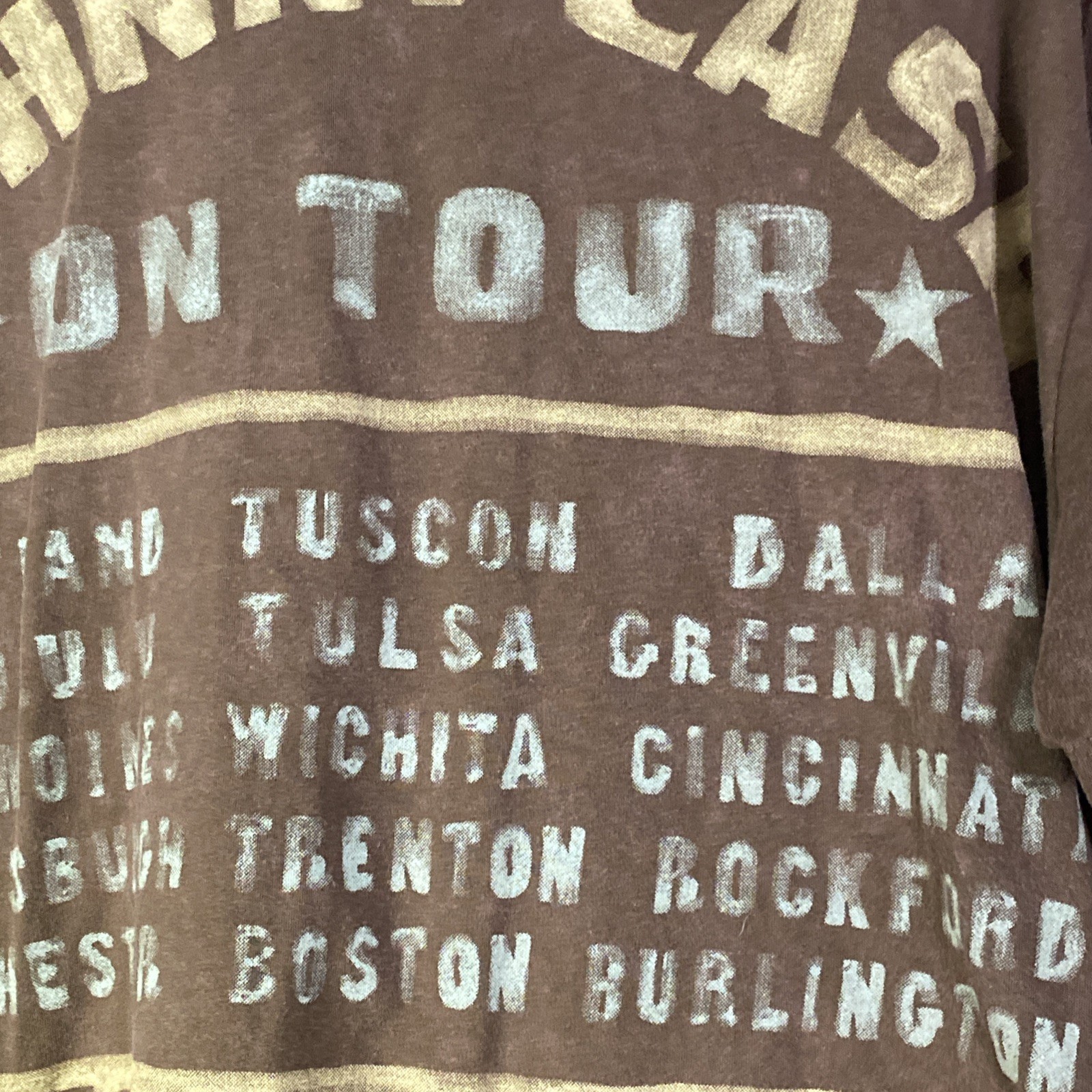 Johnny Cash On Tour T-Shirt L Brown Graphic Tee I’ve Been Everywhere Music 24x29 gallery