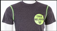 $79 TRUE RELIGION Black HEATHER CREW Short Sleeve Designer Graphic T-shirt NWT