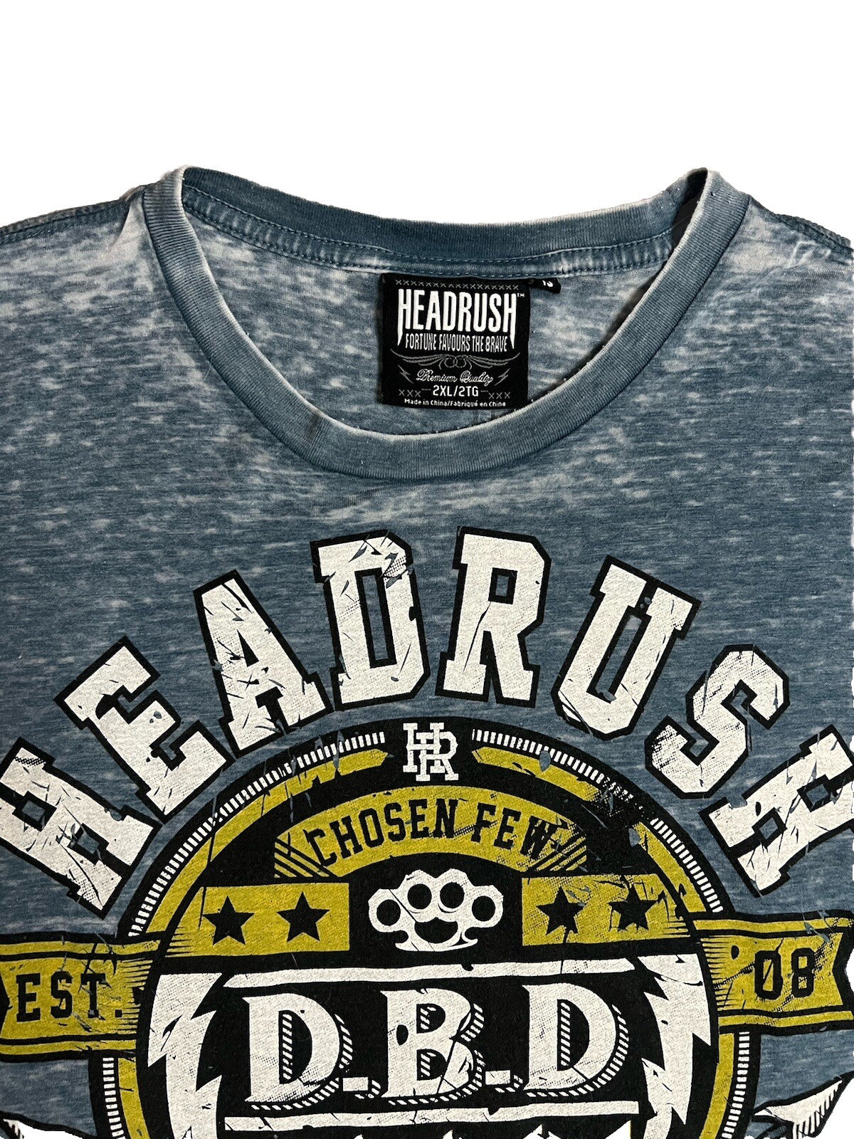 NICE!! Headrush Men’s Size 2XL Distressed Blue S/S T-Shirt MMA Y2K P-6 gallery