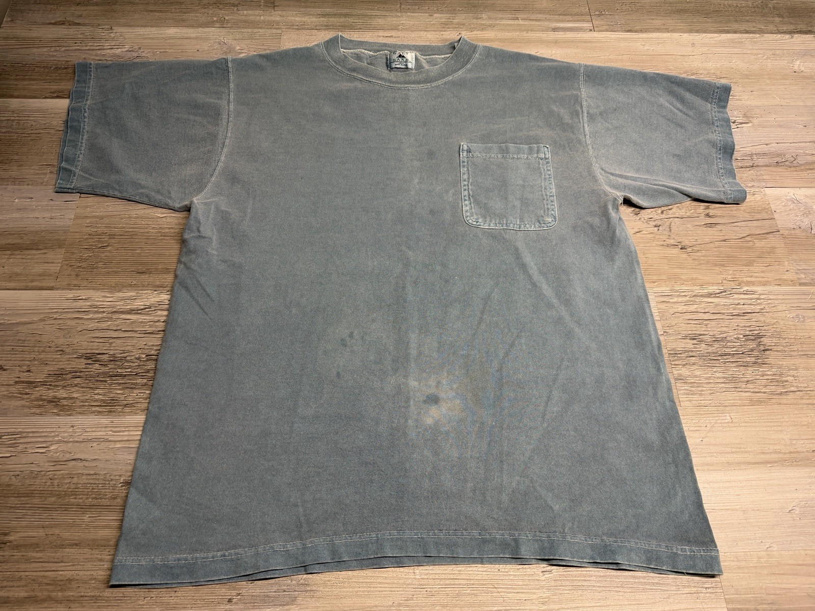 Vintage Faded Blue Short Sleeve Pocket T-Shirt Made in USA Galt Sand Mens Large gallery