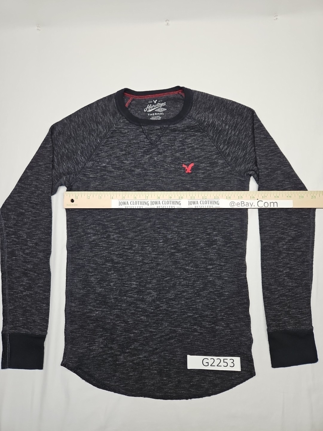 AEO Heritage American Eagle Men’s XS Thermal Long Sleeve Shirt Black