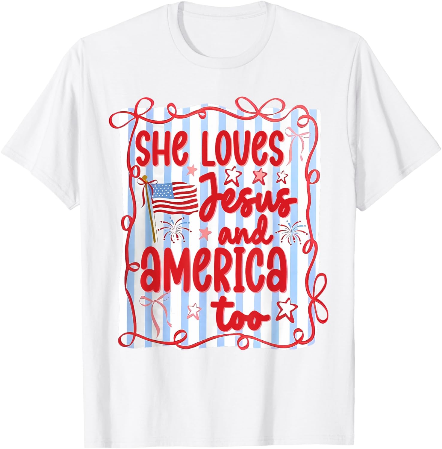 4th Of July She Loves Jesus And America Too Christian Women T-Shirt gallery