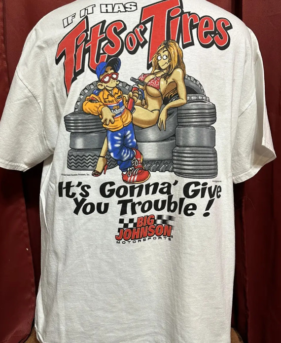 90s Big Johnson Tits Or Tires short sleeve white color tee shirt VK10328 gallery