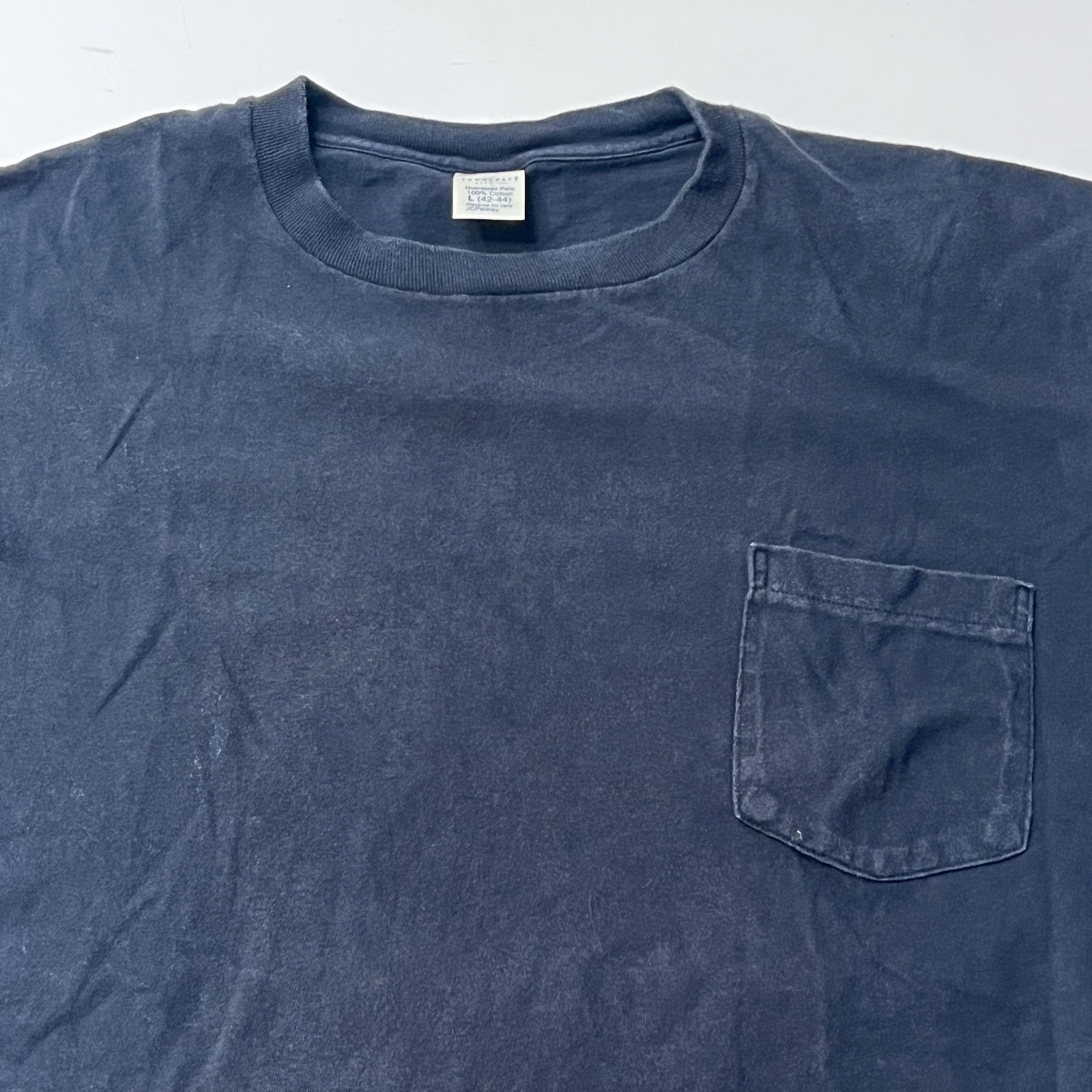 JC Penny T Shirt Pocket Short Sleeve Large VTG 80s Cotton BLACK Made in USA gallery