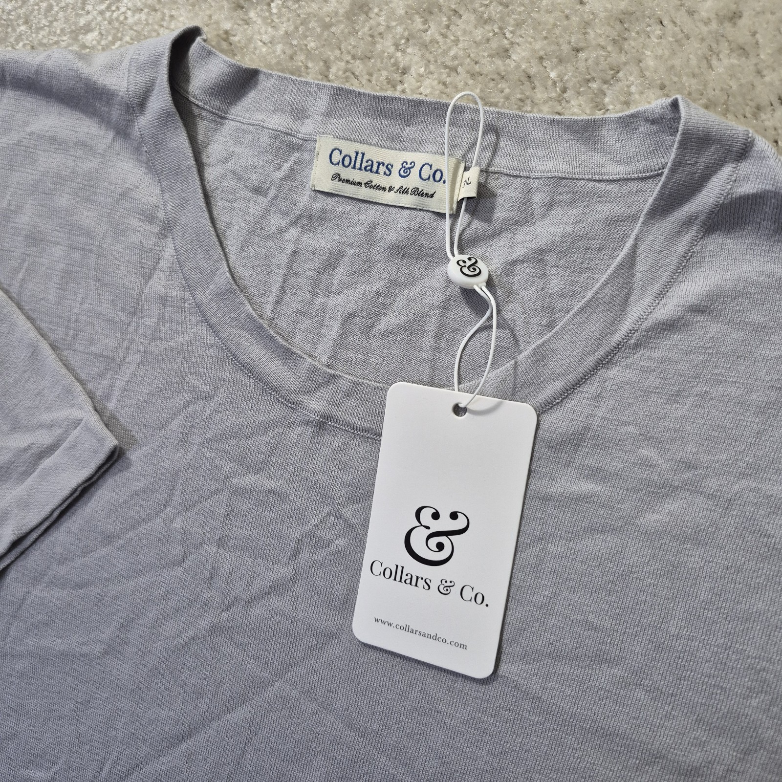 Collars & Co Cotton Silk T Shirt Mens 3XL Gray Comfort Knit Luxury Stretch New gallery