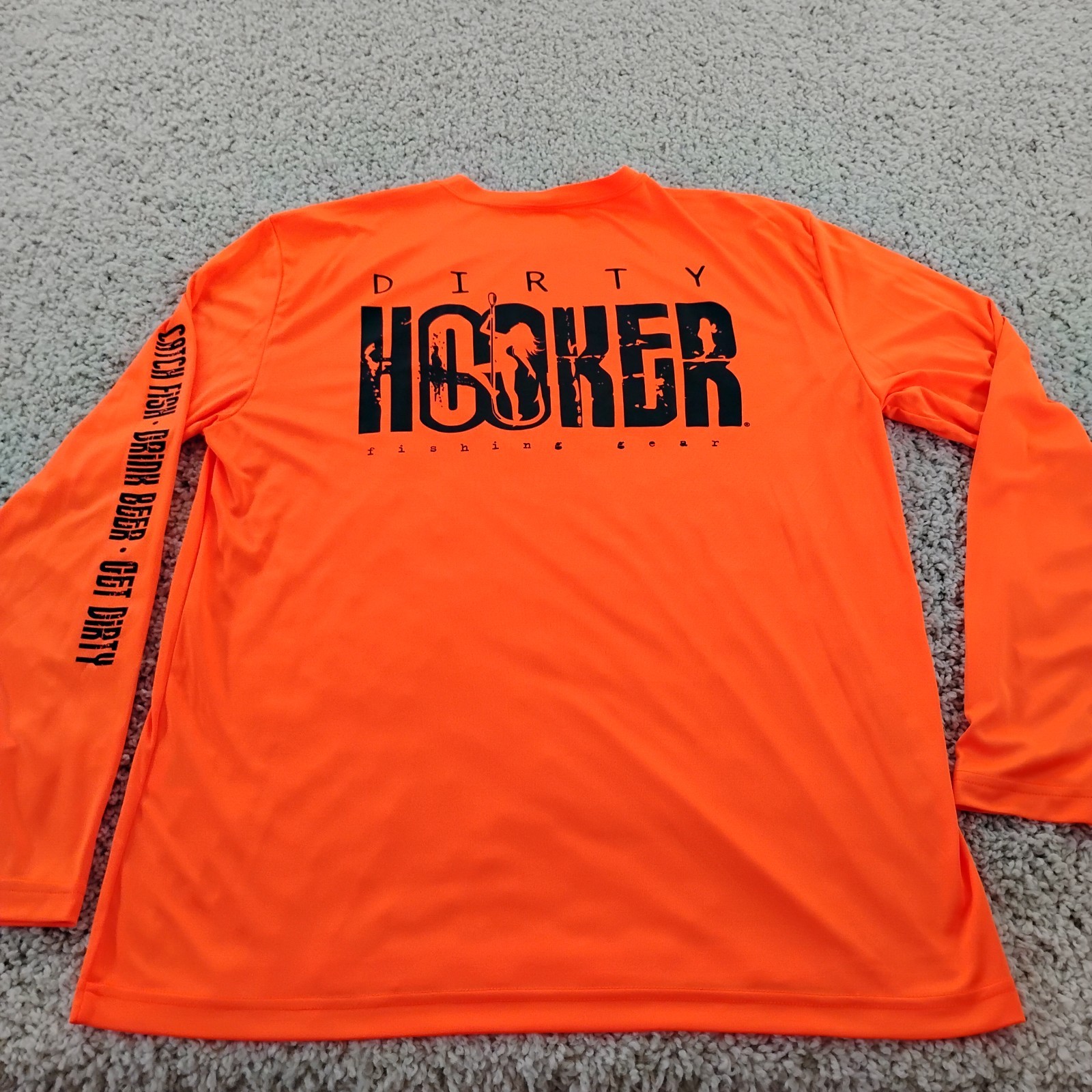 Dirty Hooker Shirt Mens Large Orange Performance Fishing Beach Beer Outdoor A4 gallery