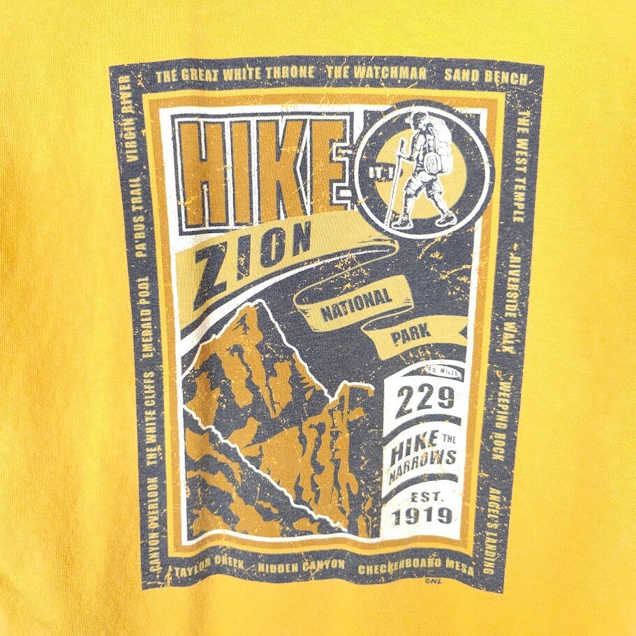 Hike Zion T Shirt Mens Size Medium Yellow National Park Travel Destination gallery