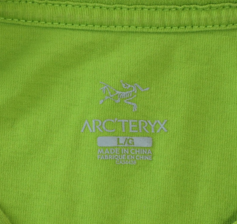 Arc'teryx T-Shirt Men's Large Lime Green Short Sleeve Logo Graphic Double Stitch gallery