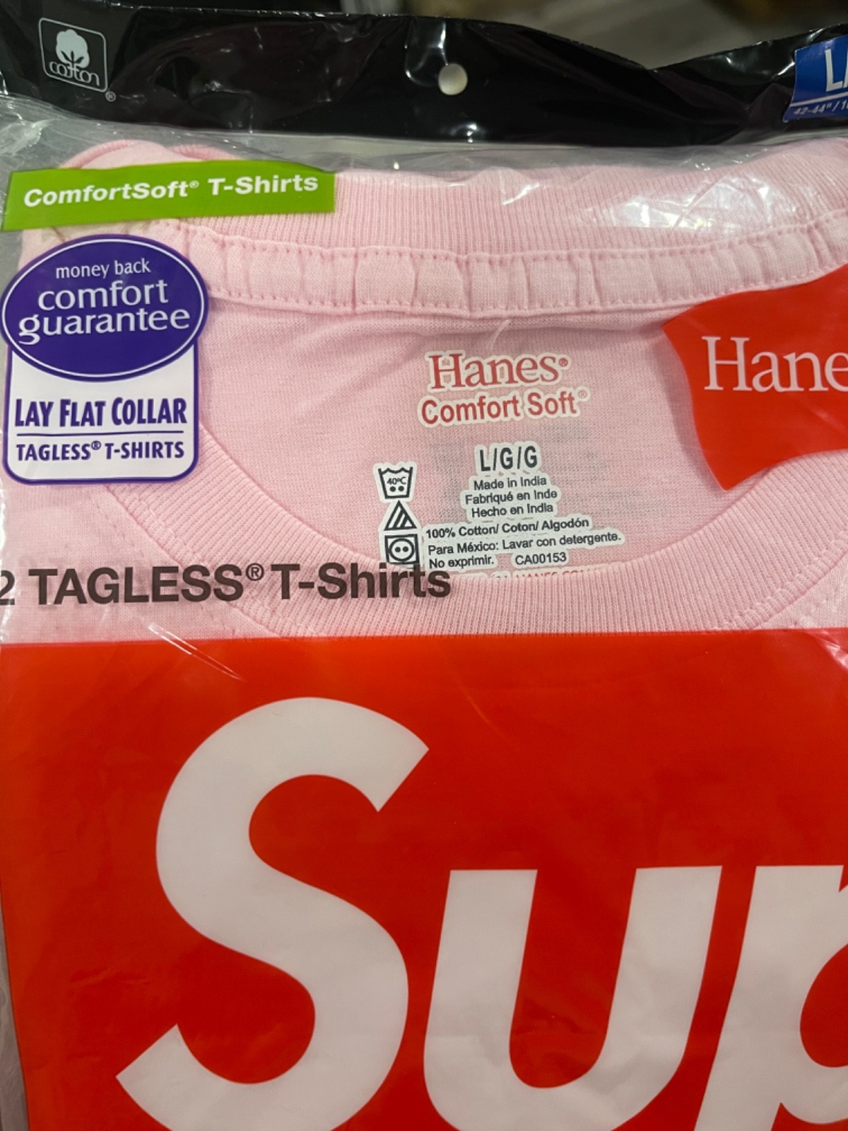 Supreme FW21 Hanes Tagless Tees Pink Large (2 Pack) gallery