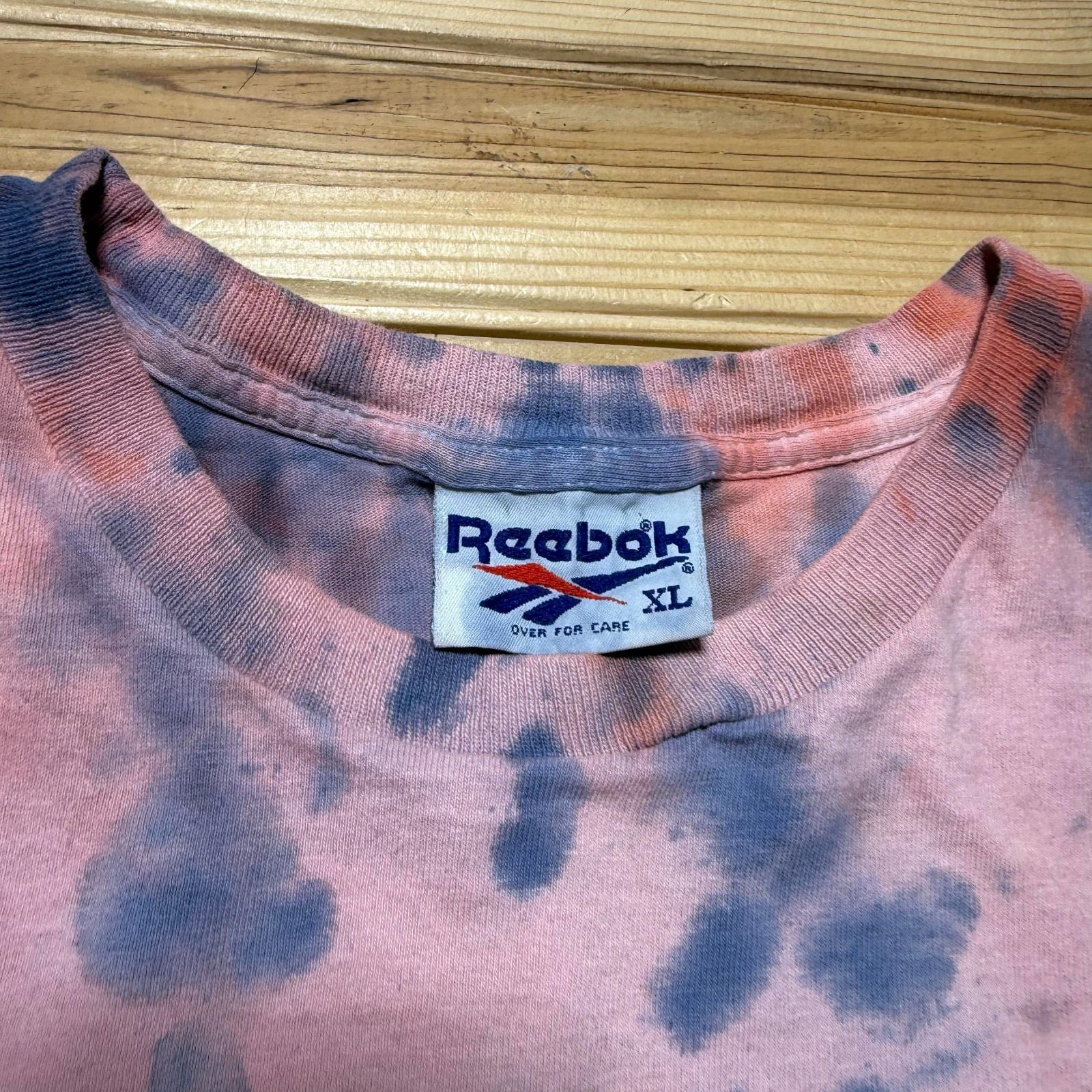 Vintage 90s Reebok American Flag Vector Logo Stars and Stripes Tie Dye Shirt XL gallery
