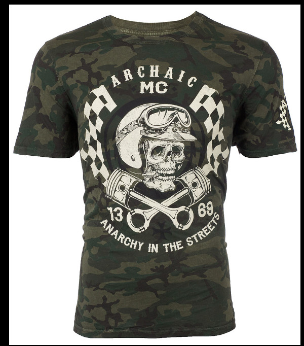 ARCHAIC by AFFLICTION Military Camo FUEL INJECTOR Short Sleeve Slim Fit T-shirt gallery