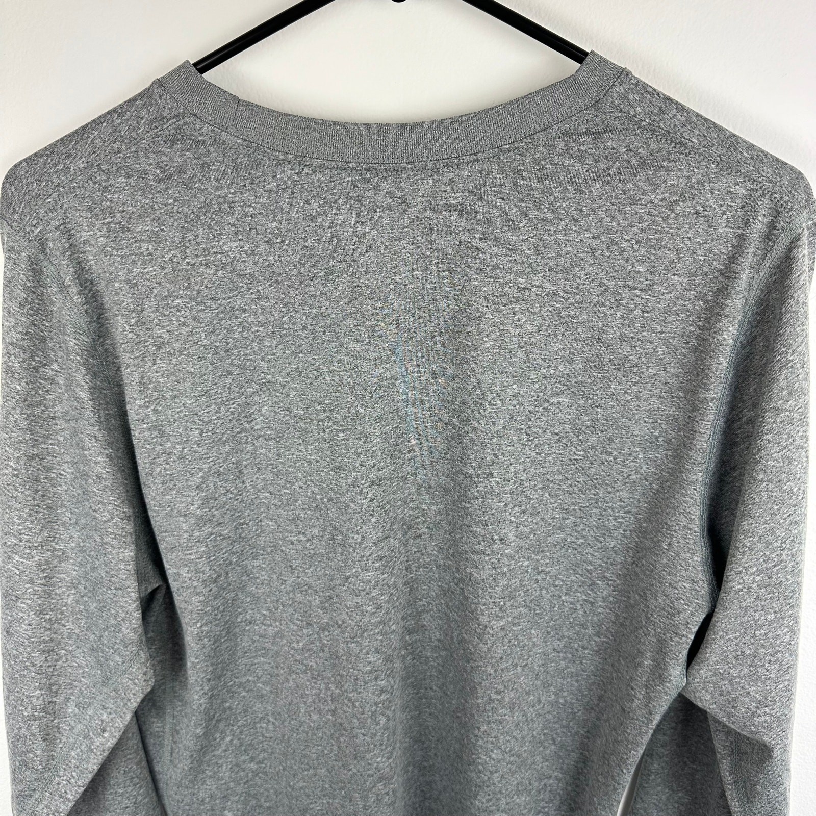 Nike Dri-Fit Mens Long Sleeve Crewneck Logo Activewear Light Grey Shirt Small gallery