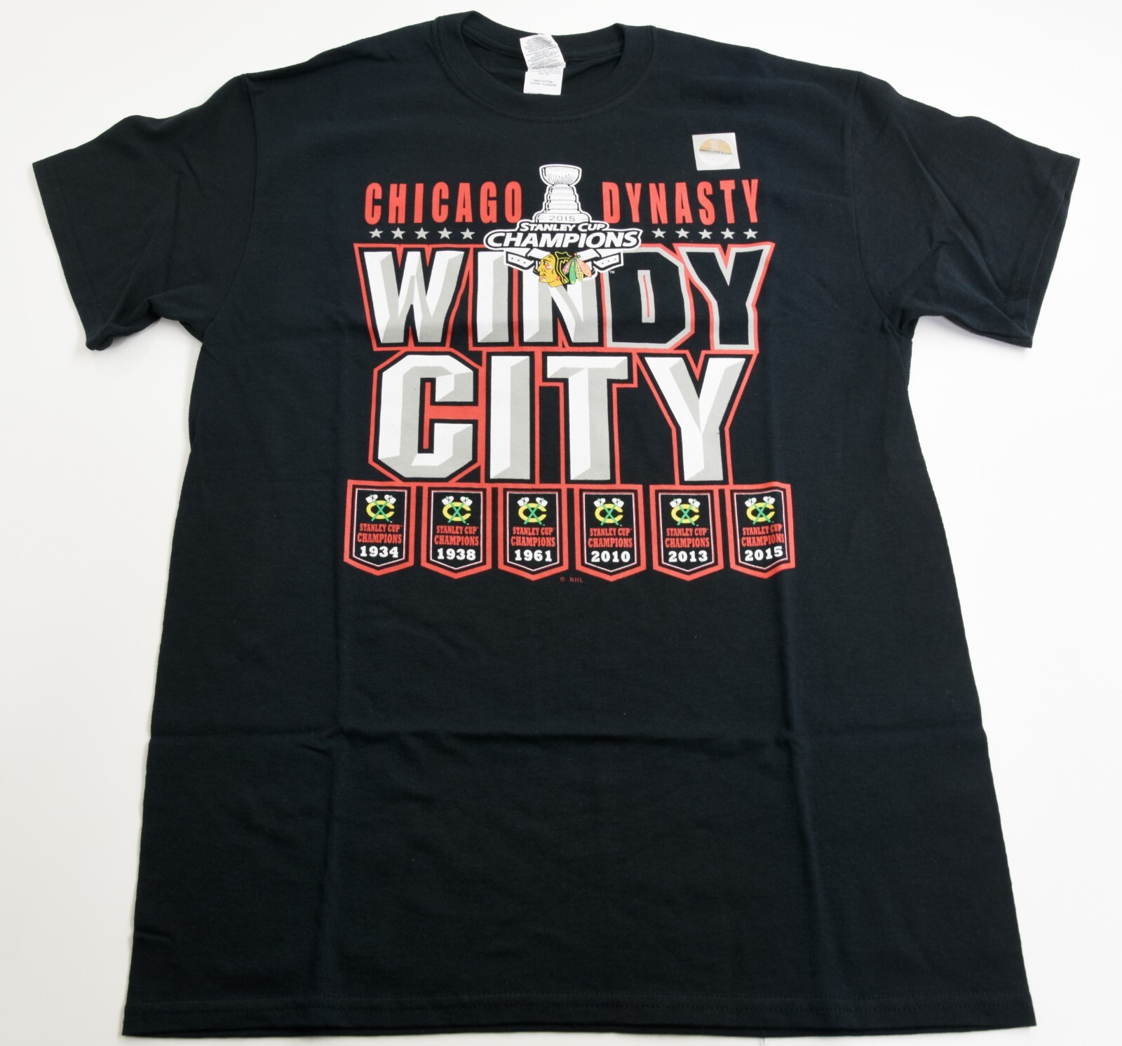 Chicago Blackhawks Windy City Dynasty NHL Stanley Cup Banners T-Shirt Cotton gallery