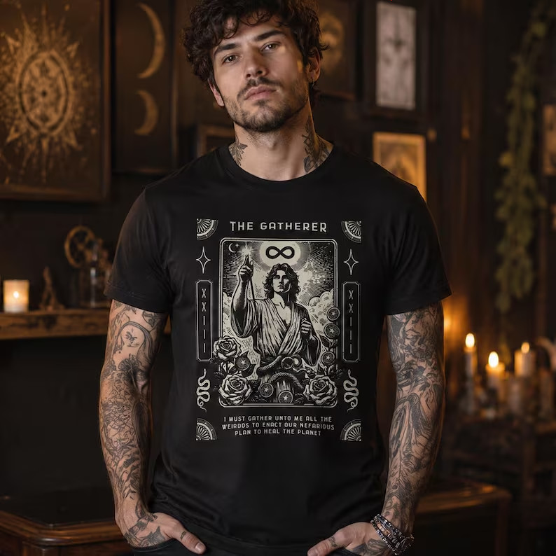 The Gatherer Tarot T-Shirt | Occult Art, Gothic Boho Graphic Tee gallery