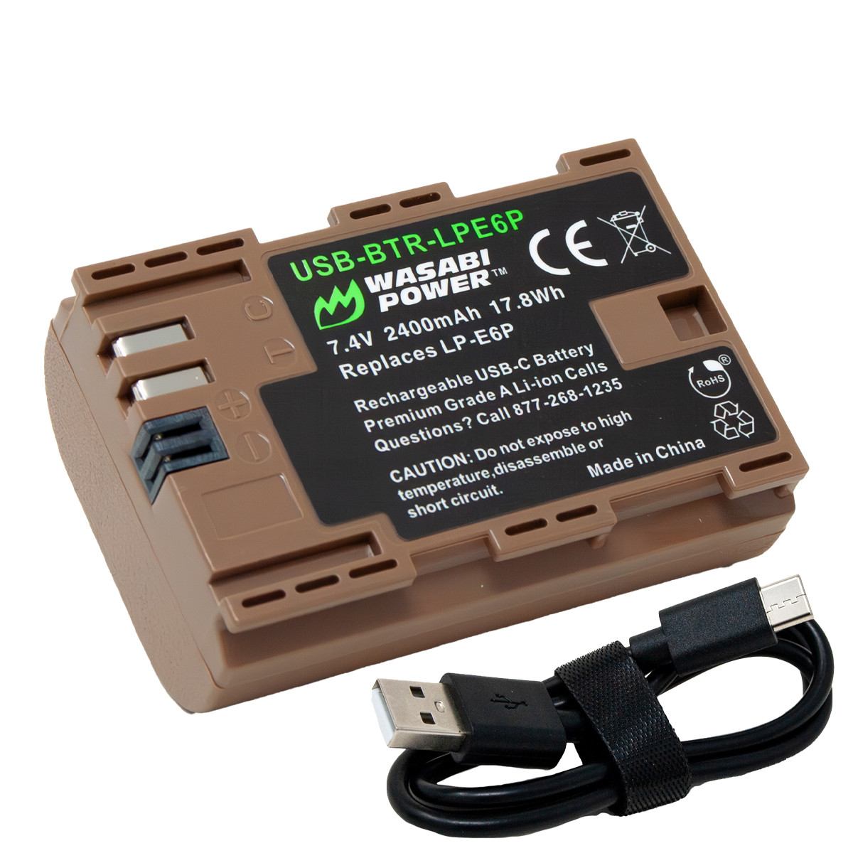 Wasabi Power USB Battery for Canon LP-E6P with USB-C Fast Charging