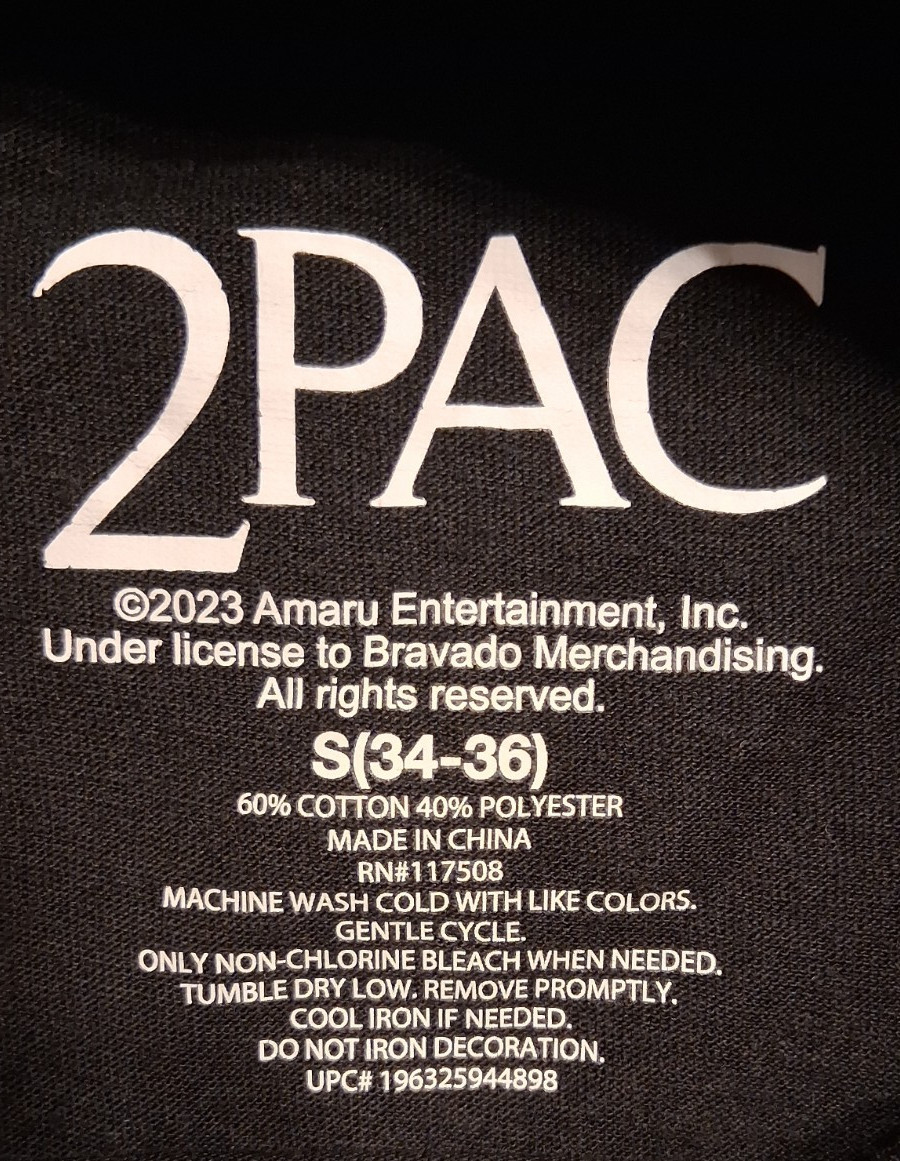 2PAC Black Graphic Tee Round Neck Short Sleeves Rap HipHop Size S(34-36) gallery